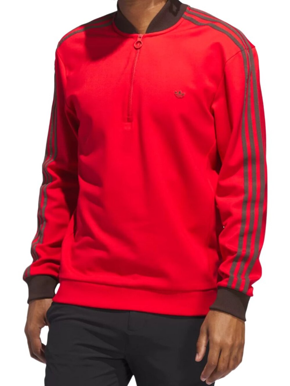 adidas Originals 3-Stripes Golf Quarter Zip Sweatshirt Better Scarlet Red XL NWT